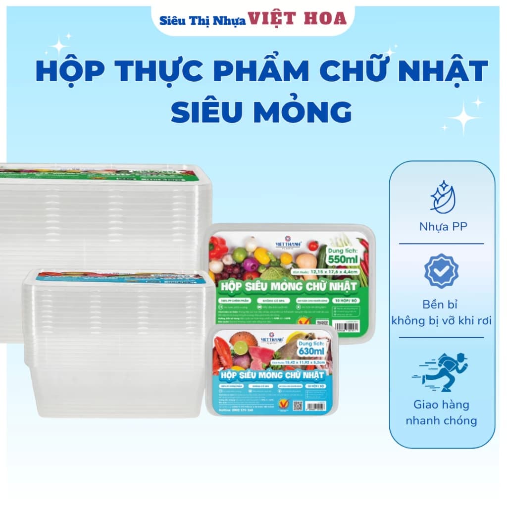 Hộp siêu mỏng chữ nhật 1000ML