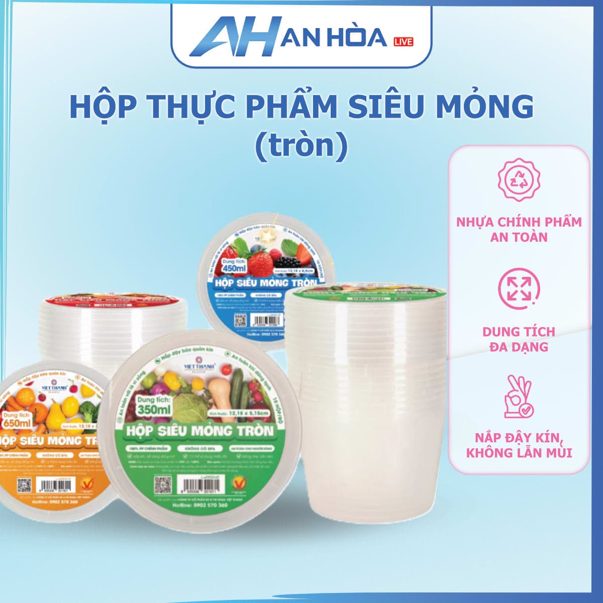 Hộp siêu mỏng tròn 350 ML