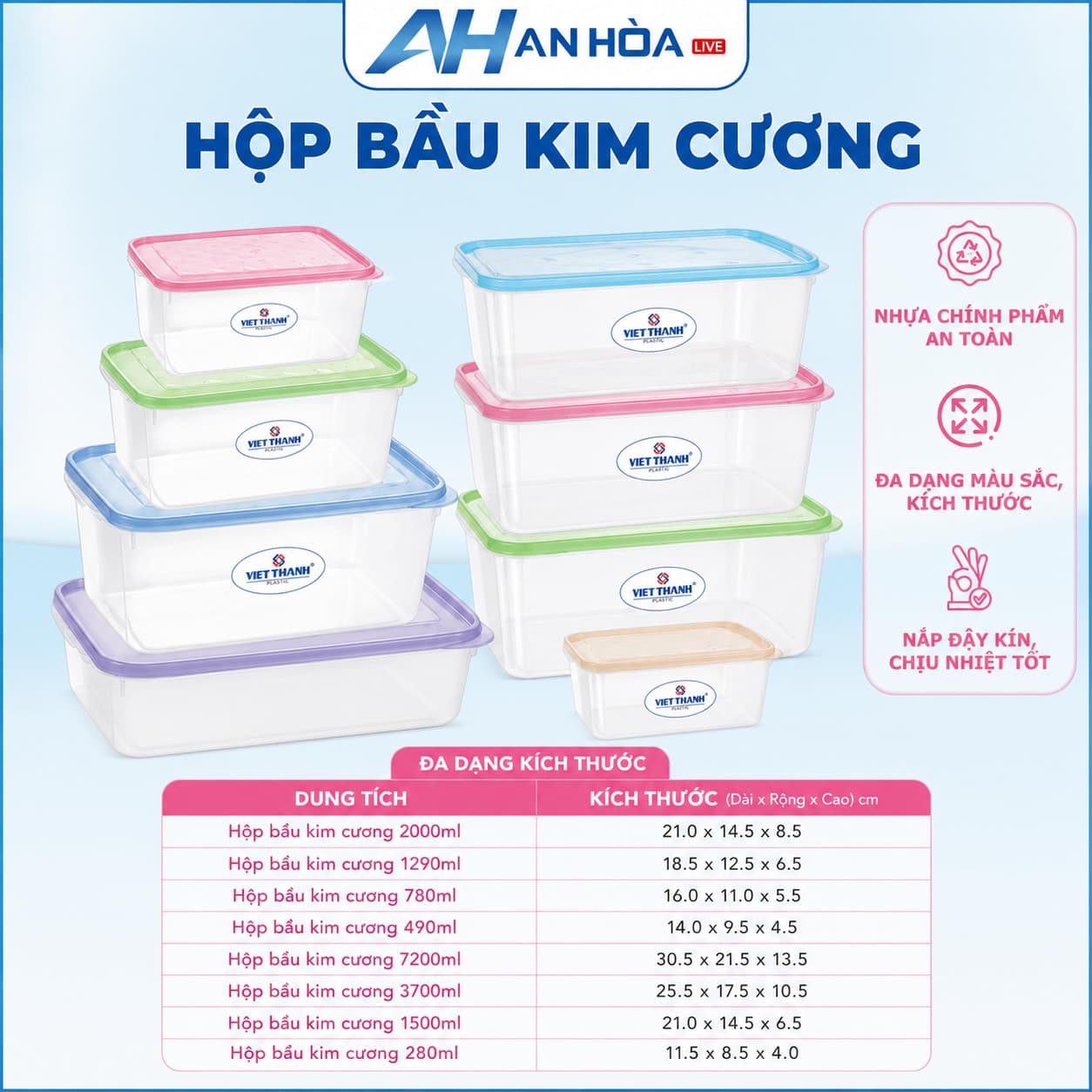 Hộp Nhựa Cao Cấp Siêu Mỏng (dạng bầu kim cương)